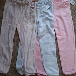 3 PAIR / GIRLS Size LARGE 10 12 Plus / NWT Fleece JOGGERS PJ BOTTOMS / 3 COLORS